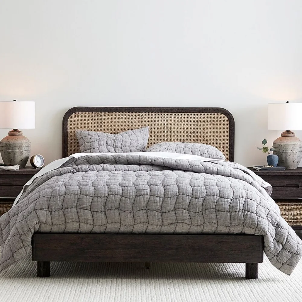 Pottery Barn Gray Cloud Quilt + 2 Euro Shams
